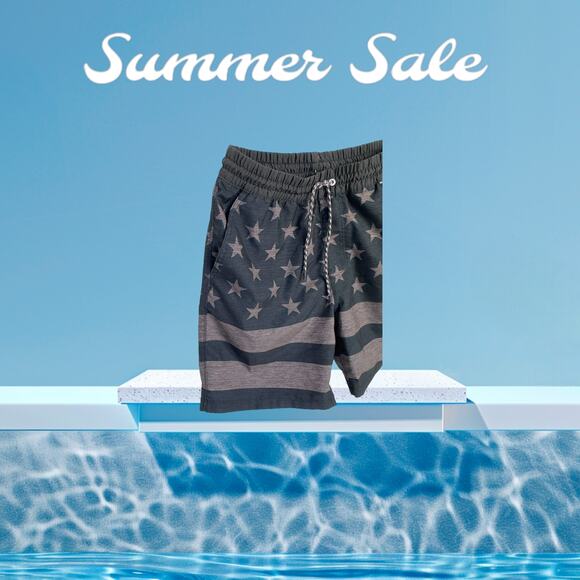 Hurley Swin Board Shorts Gray Stars Stripes American Phantom Drawstring Size S - Picture 12 of 12